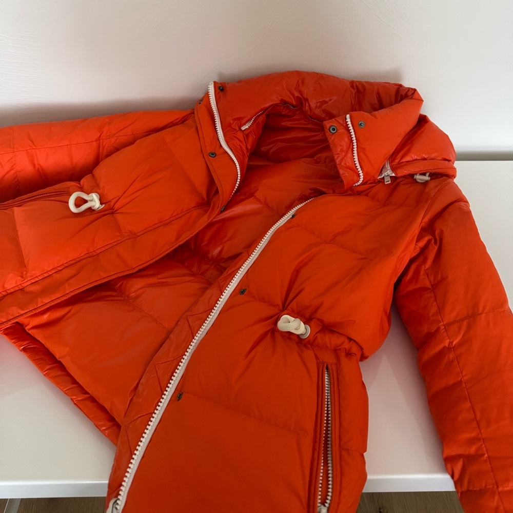 Yves Salomon Army Down Jacket, Flame Orange, Small